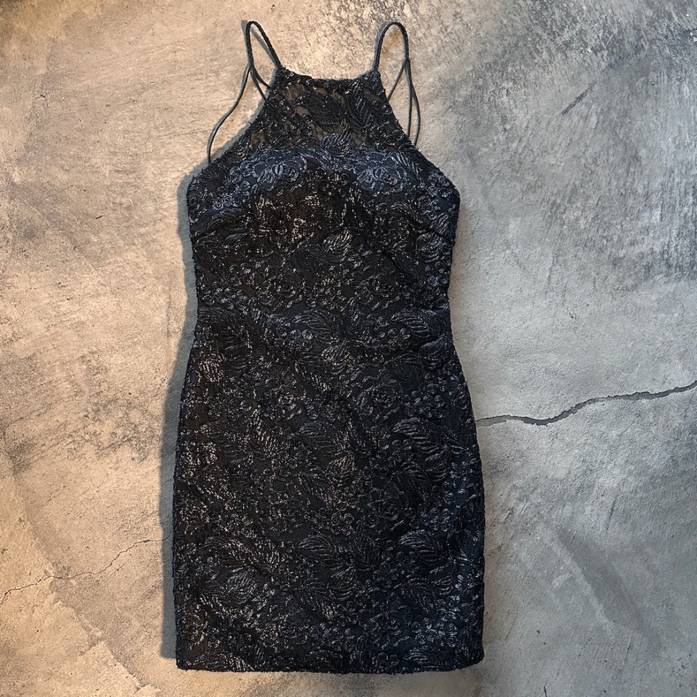 Bodycon.  Black sparkle mini dress.  Size S